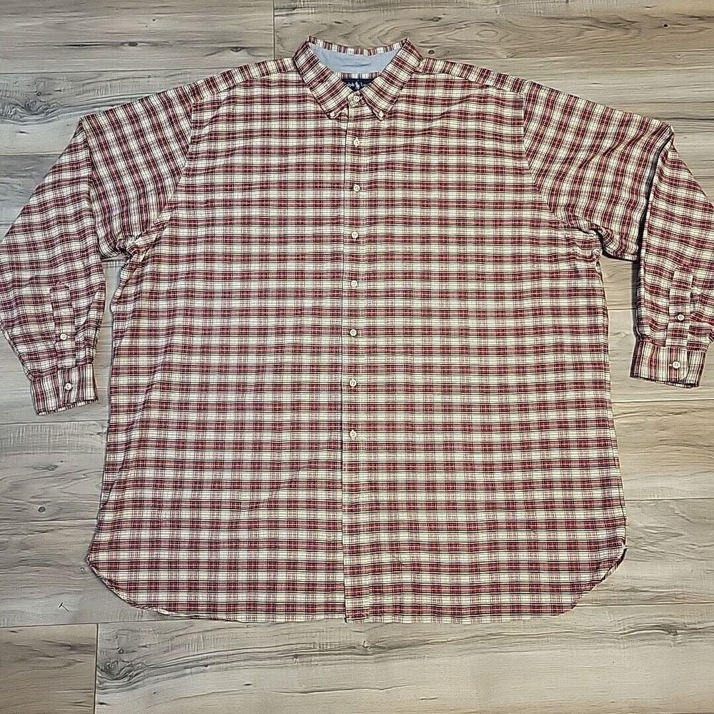 Ralph Lauren Polo Shirt Mens Small‎ 4XLT Red Check Button Up Long Sleeve Cotton